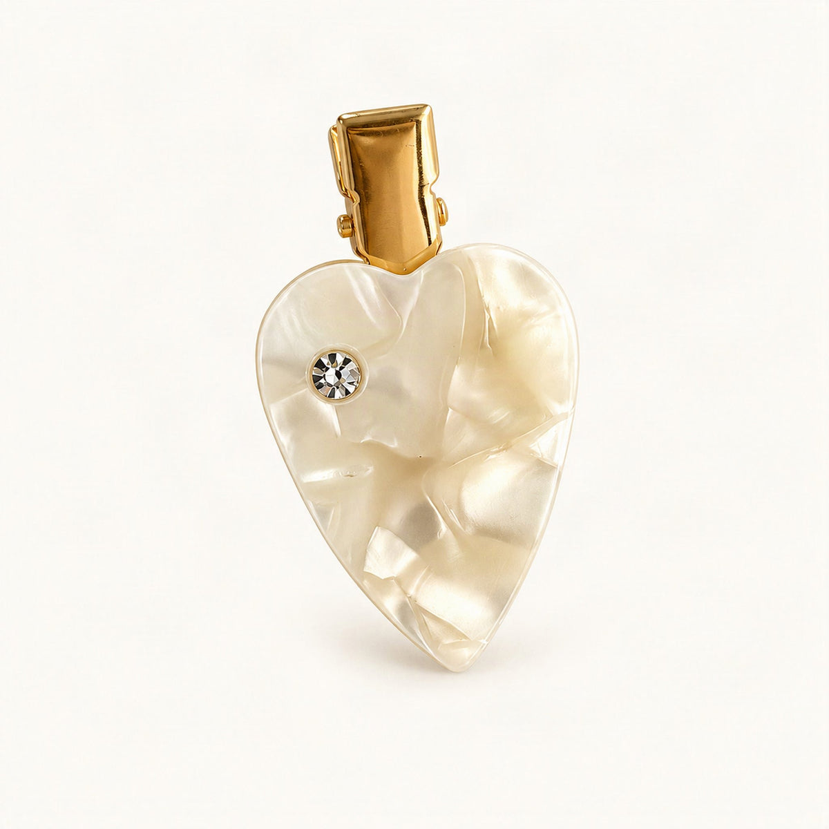 Acetate 5 cm Playing Card Hair Clip in White, Heart [FITINY Hair]
