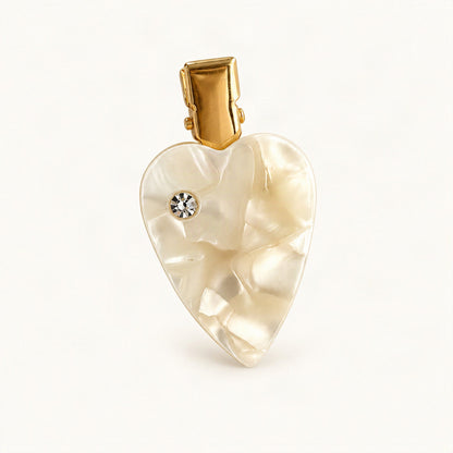 Acetate 5 cm Playing Card Hair Clip in White, Heart [FITINY Hair]