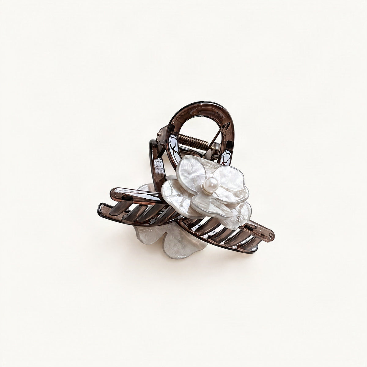 Camellia Acrylic Claw Clip, Medium in Grey [FITINY Hair]