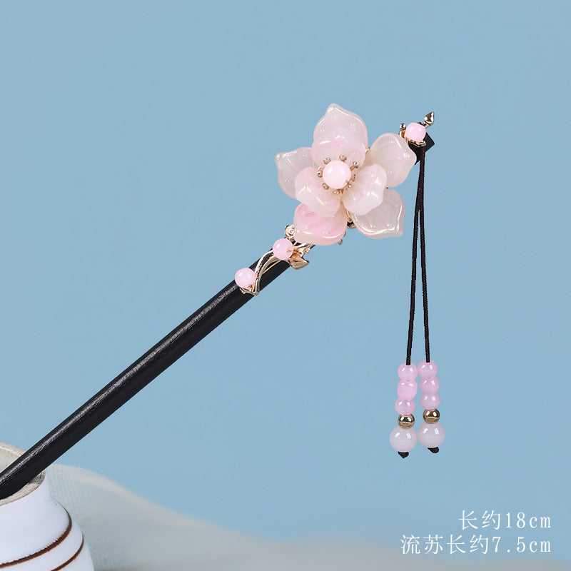 Begonia Blossom Wood Hair Stick with Charms, additional view 8