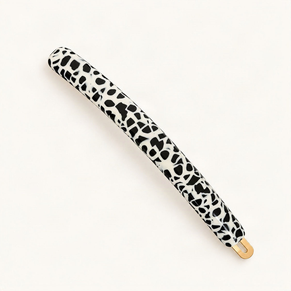 9 cm Cellulose Acetate French Barrette Hair Clip in Black Speckle [FITINY Hair]