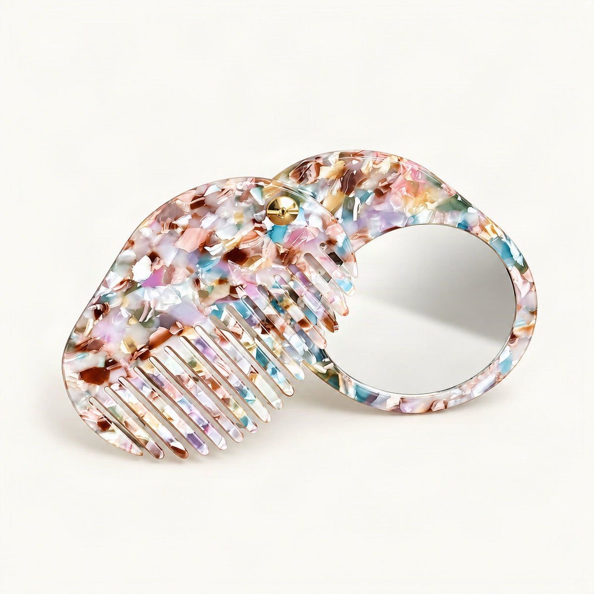 Acetate Pocket Mirror Comb in Floral [FITINY Hair]