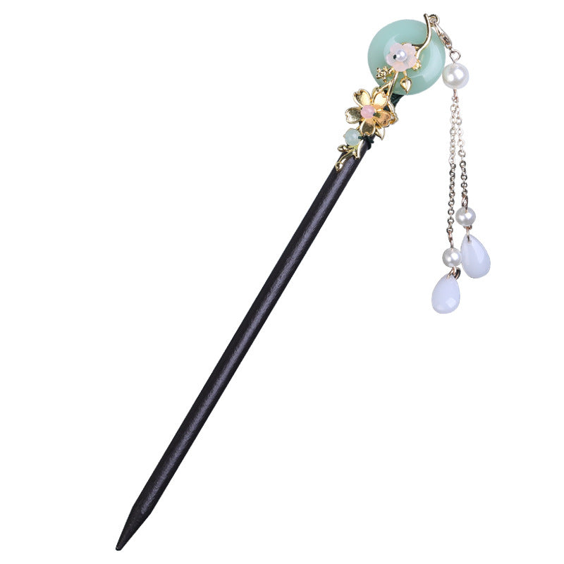 Begonia Blossom Wood Hair Stick with Charms, additional view 4