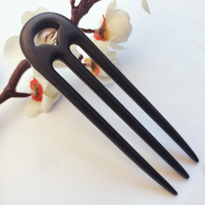 Wooden U-Shaped Hair Pin with Rounded Top, additional view 5