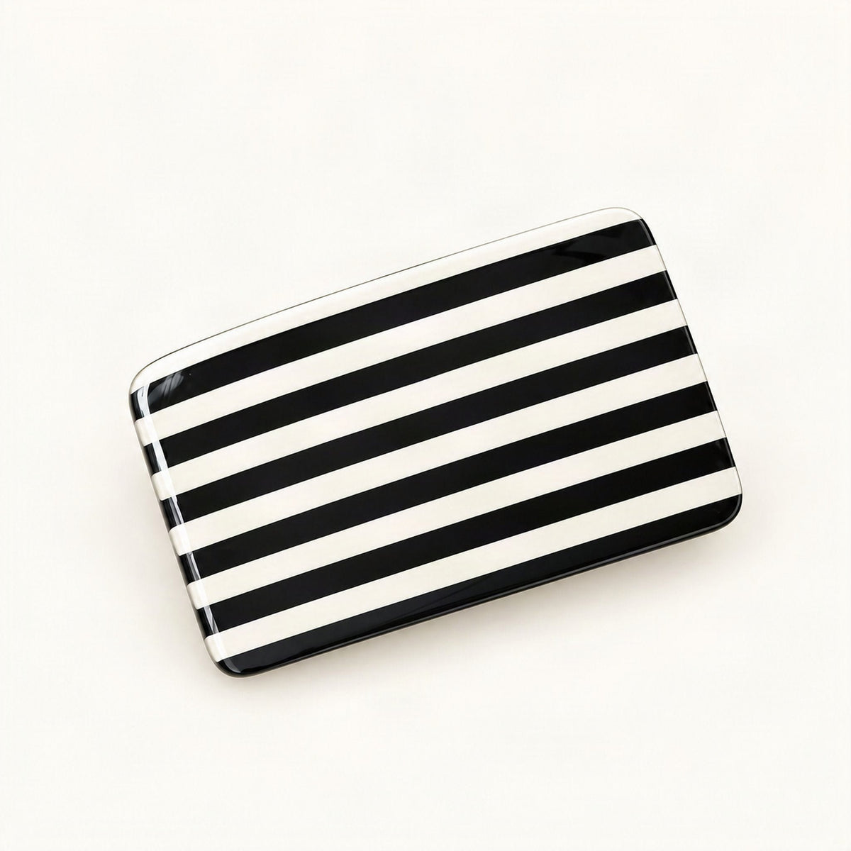 Cellulose Acetate Spring Hair Clip in Black Stripe, Square [FITINY Hair]