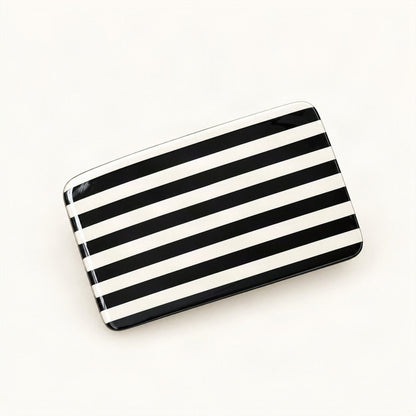 Cellulose Acetate Spring Hair Clip in Black Stripe, Square [FITINY Hair]