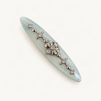 Acetate Side Hair Clip with Metal Detail, 7.5 cm in Blue & Pink [FITINY Hair]