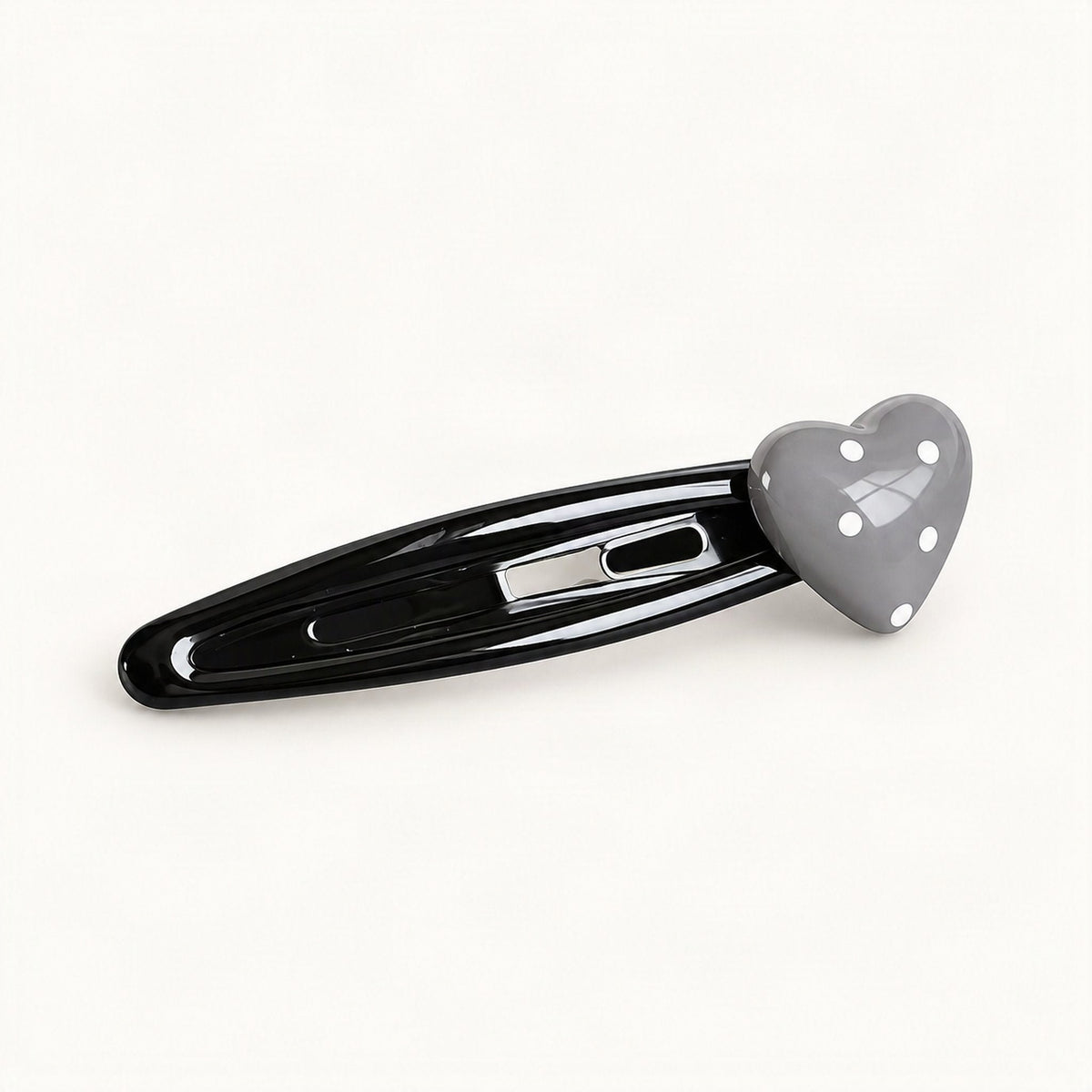 Cute Acetate Snap Clips with Flowers, Bows and Characters in Grey Polka Dot, Heart [FITINY Hair]