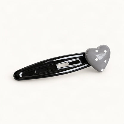 Cute Acetate Snap Clips with Flowers, Bows and Characters in Grey Polka Dot, Heart [FITINY Hair]