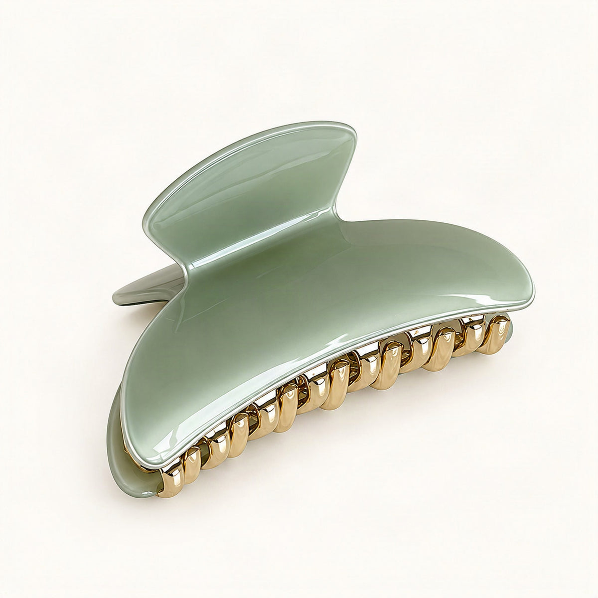 Light green acetate claw clip shown at an angle [FITINY Hair]