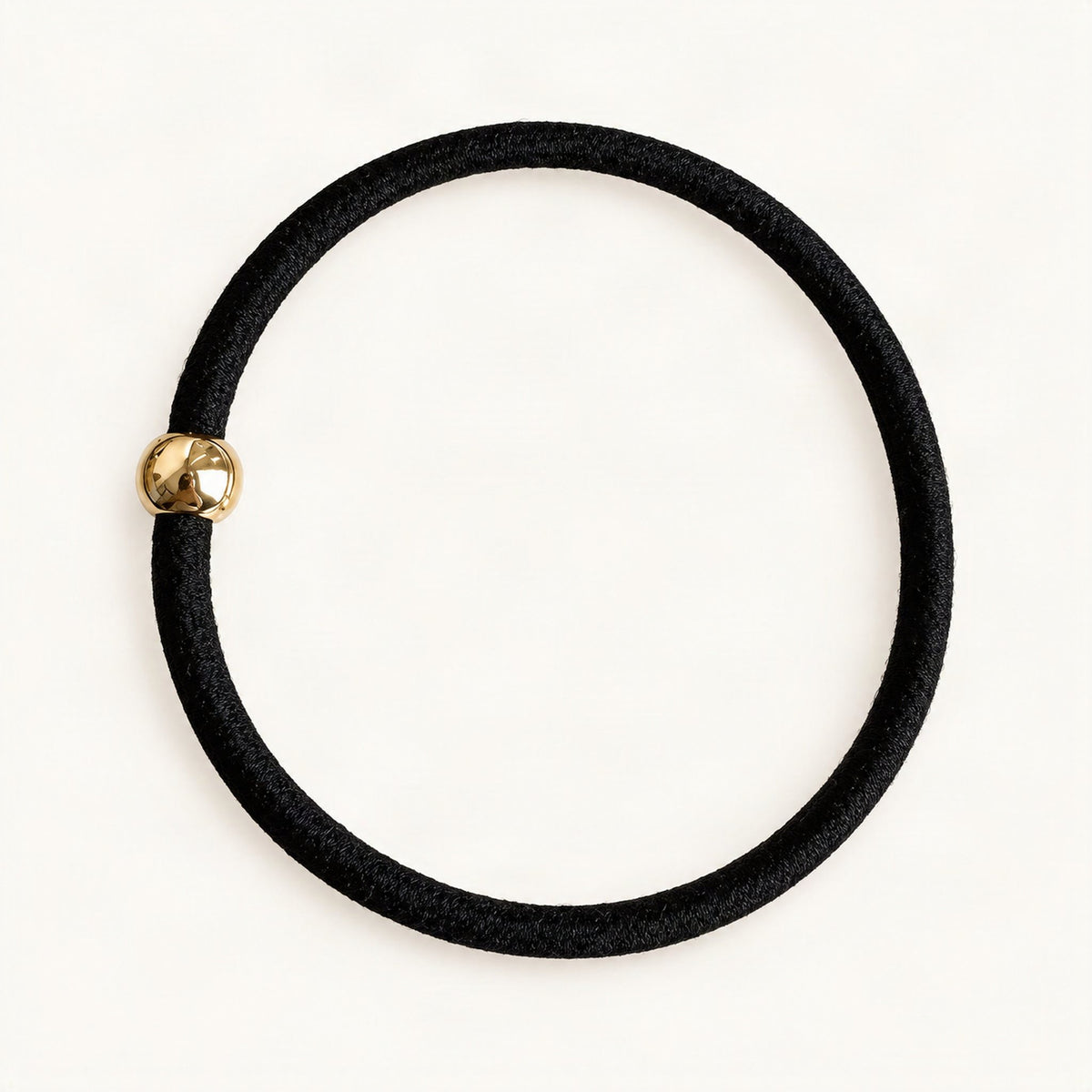Black thin elastic hair tie with round bead detail [FITINY Hair]