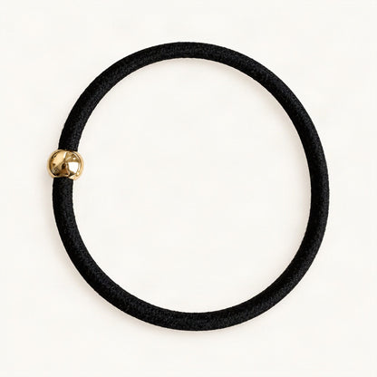 Black thin elastic hair tie with round bead detail [FITINY Hair]