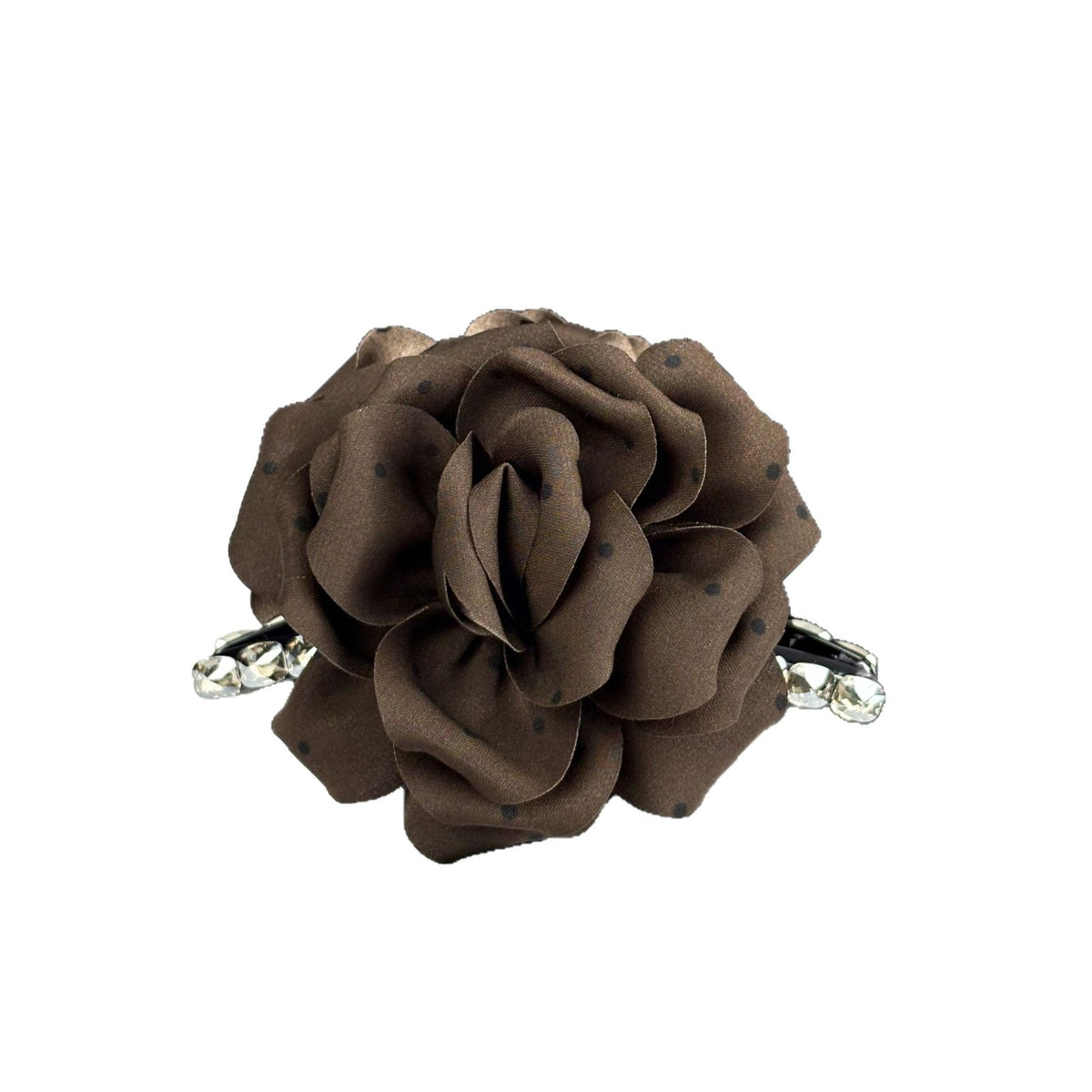3D Rose and Camellia Polka Dot Fabric Claw Clip, additional view 1