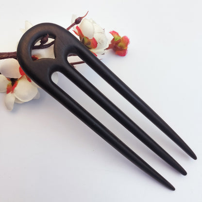 Curved-Prong Wooden U Hair Pin, additional view 6