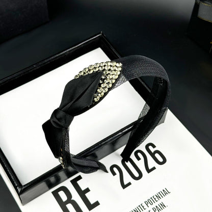 Satin Rhinestone Layered Bow Headband, additional view 2