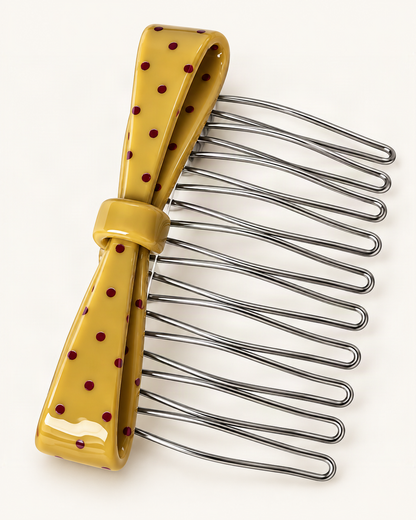 Cellulose Acetate Speckled Hair Comb — close-up of material and decoration [FITINY Hair]