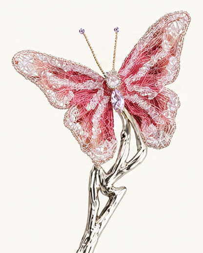 Embroidered Butterfly Metal Hair Stick — close-up of material and decoration [FITINY Hair]
