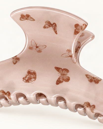 Butterfly Print Acrylic Curved Claw Clip — close-up of material and decoration [FITINY Hair detail]