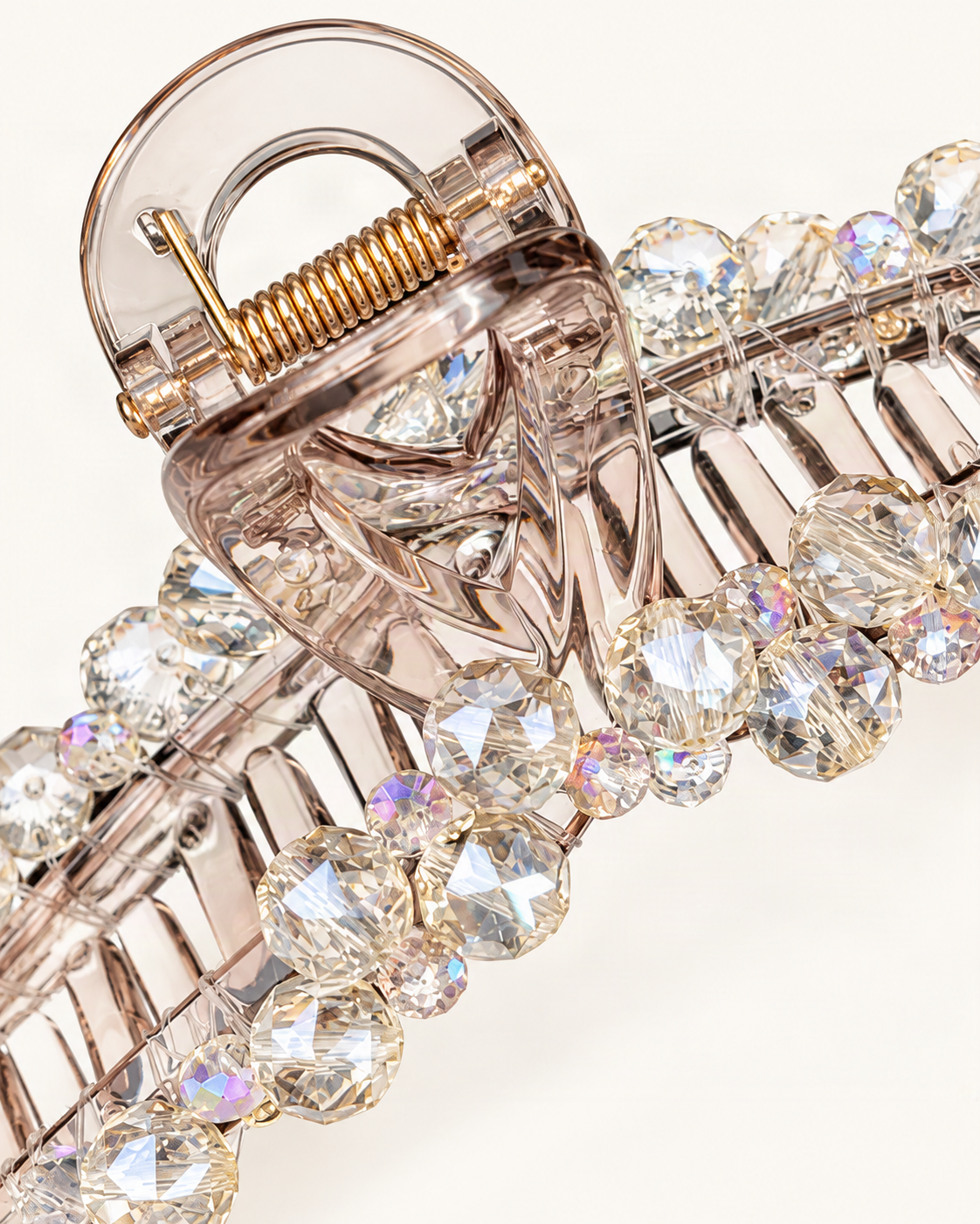 Crystal Rhinestone Large Beaded-Edge Claw Clip — close-up of material and decoration [FITINY Hair detail]
