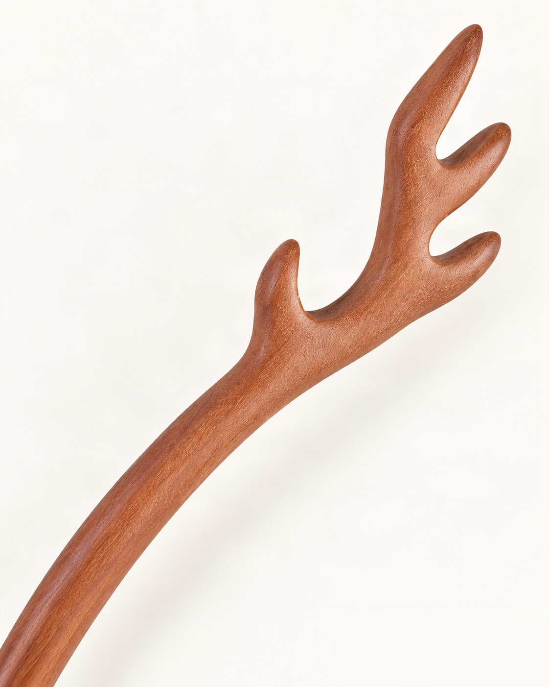 Carved Wood Hair Stick with Antler Design — close-up of material and decoration [FITINY Hair]