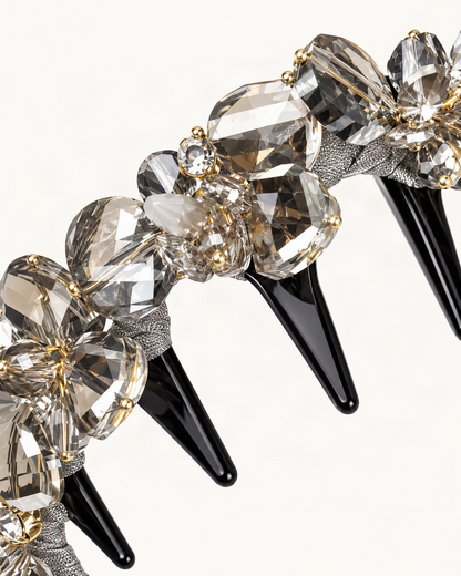 Rhinestone Floral Teeth Headband — close-up of material and decoration [FITINY Hair detail]
