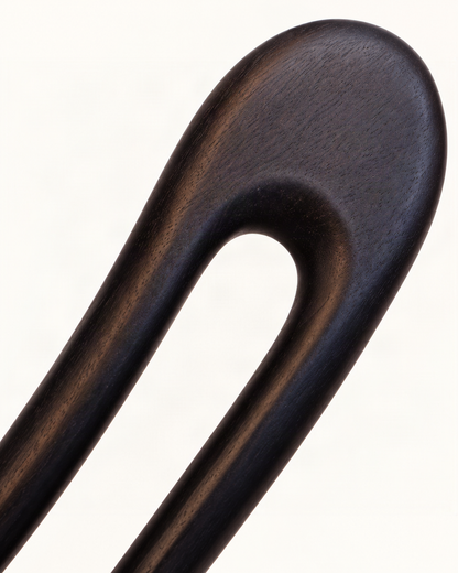 Crescent Double-Prong Wooden Hair Fork — close-up of material and decoration [FITINY Hair]