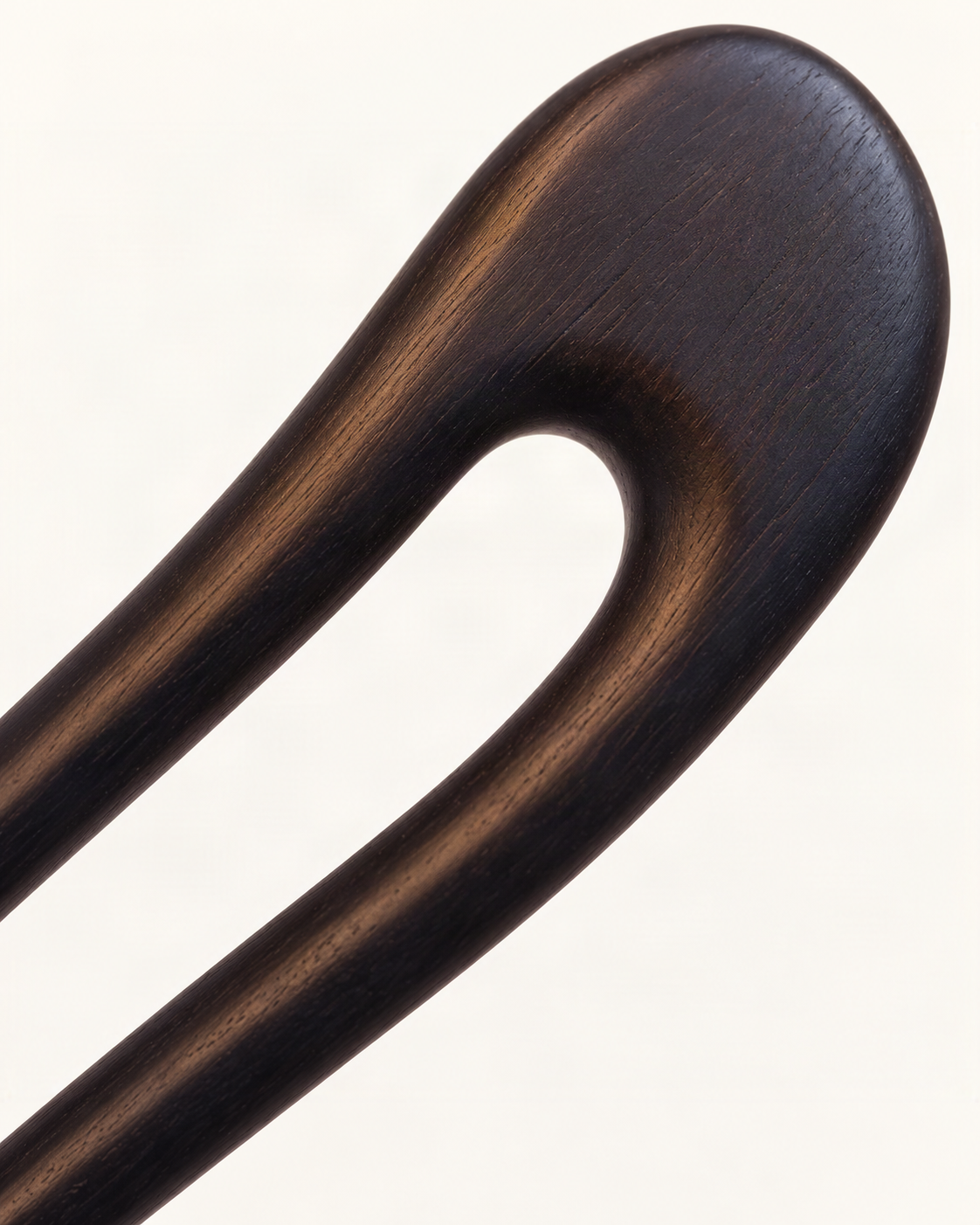 Curved-Prong Wooden U Hair Pin — close-up of material and decoration [FITINY Hair]