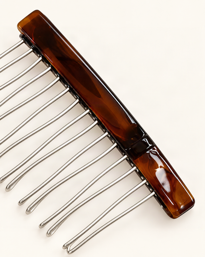Cellulose Acetate Bow Side Comb — close-up of material and decoration [FITINY Hair]