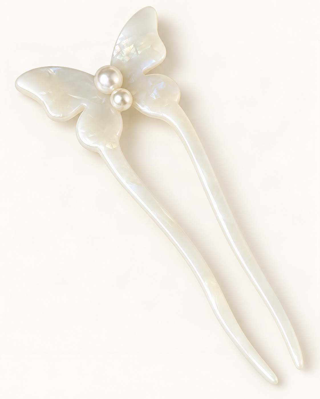 Acetate Butterfly U-Shaped Hair Pin — close-up of material and decoration [FITINY Hair]