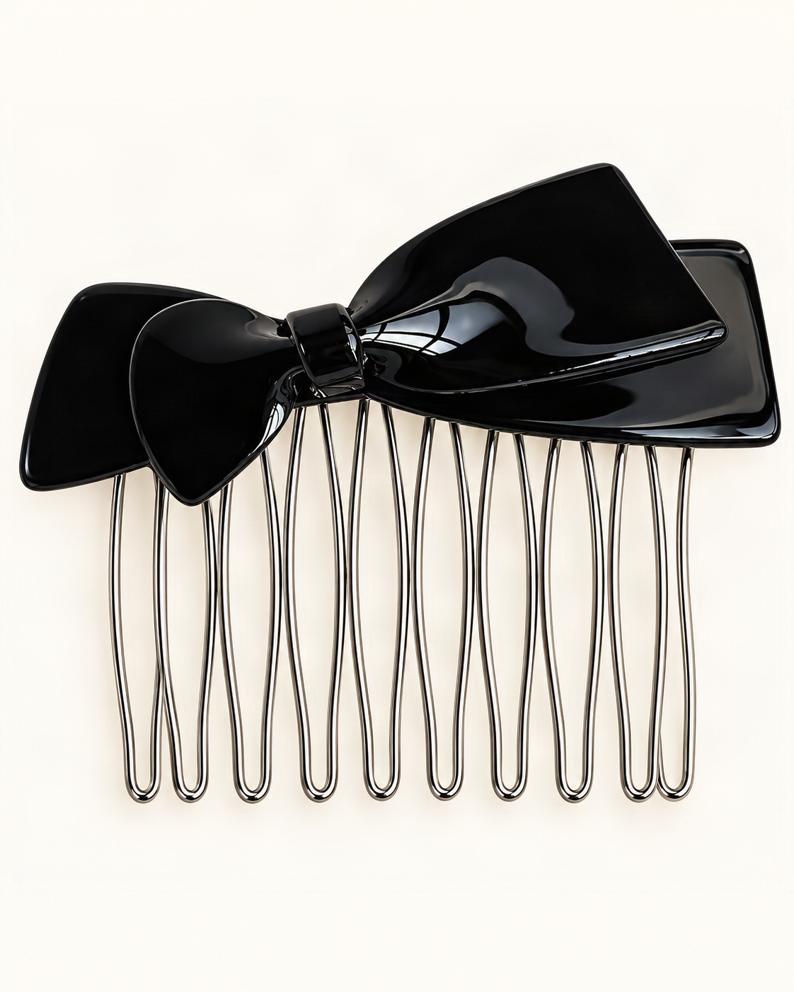 Cellulose Acetate Double Bow Insert Comb — close-up of material and decoration [FITINY Hair]