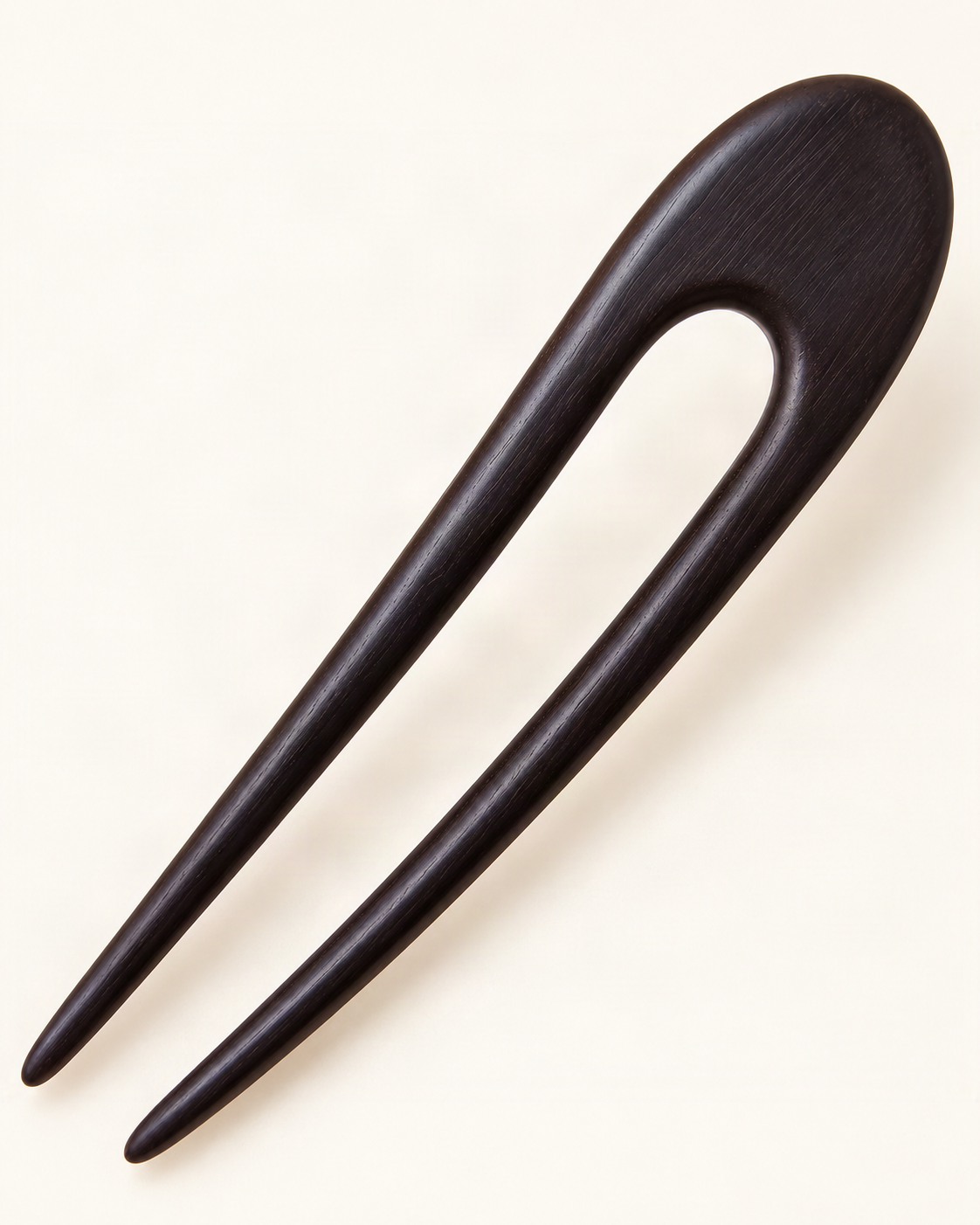 Tapered Two-Prong Wood Hair Fork — close-up of material and decoration [FITINY Hair]