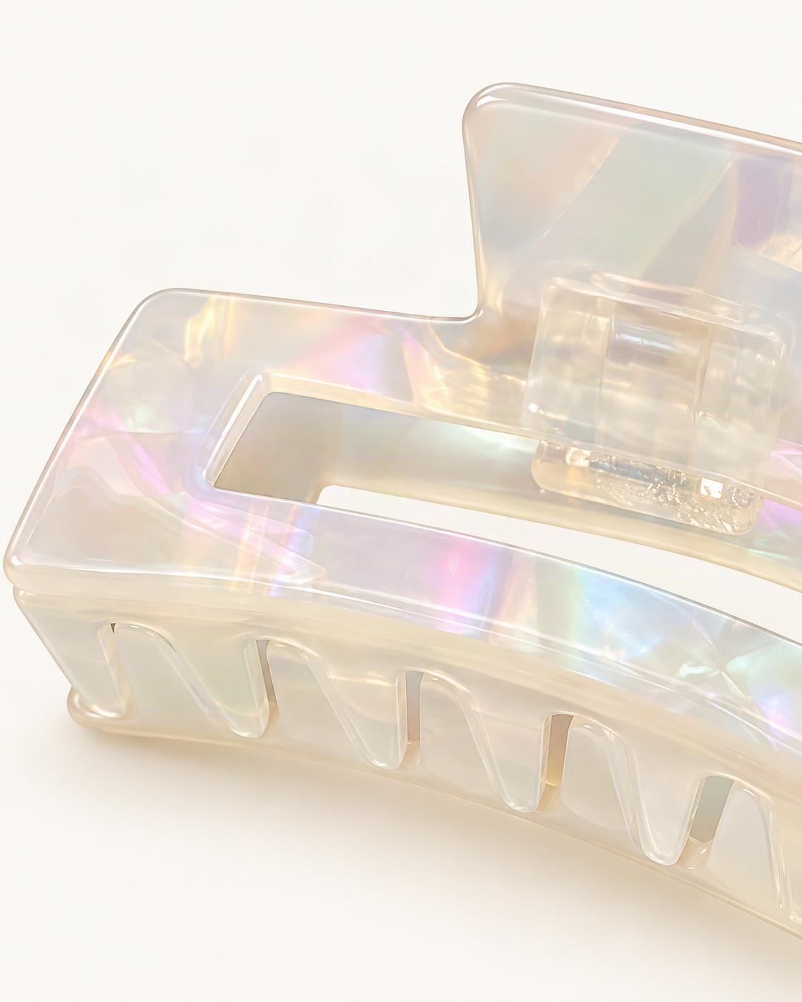 Cellulose Acetate Square Claw Clip — close-up of material and decoration [FITINY Hair detail]