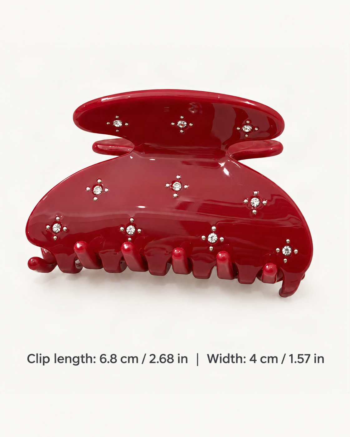 Starry Rhinestone Acetate Claw Clip — dimensions diagram [FITINY Hair dimensions]