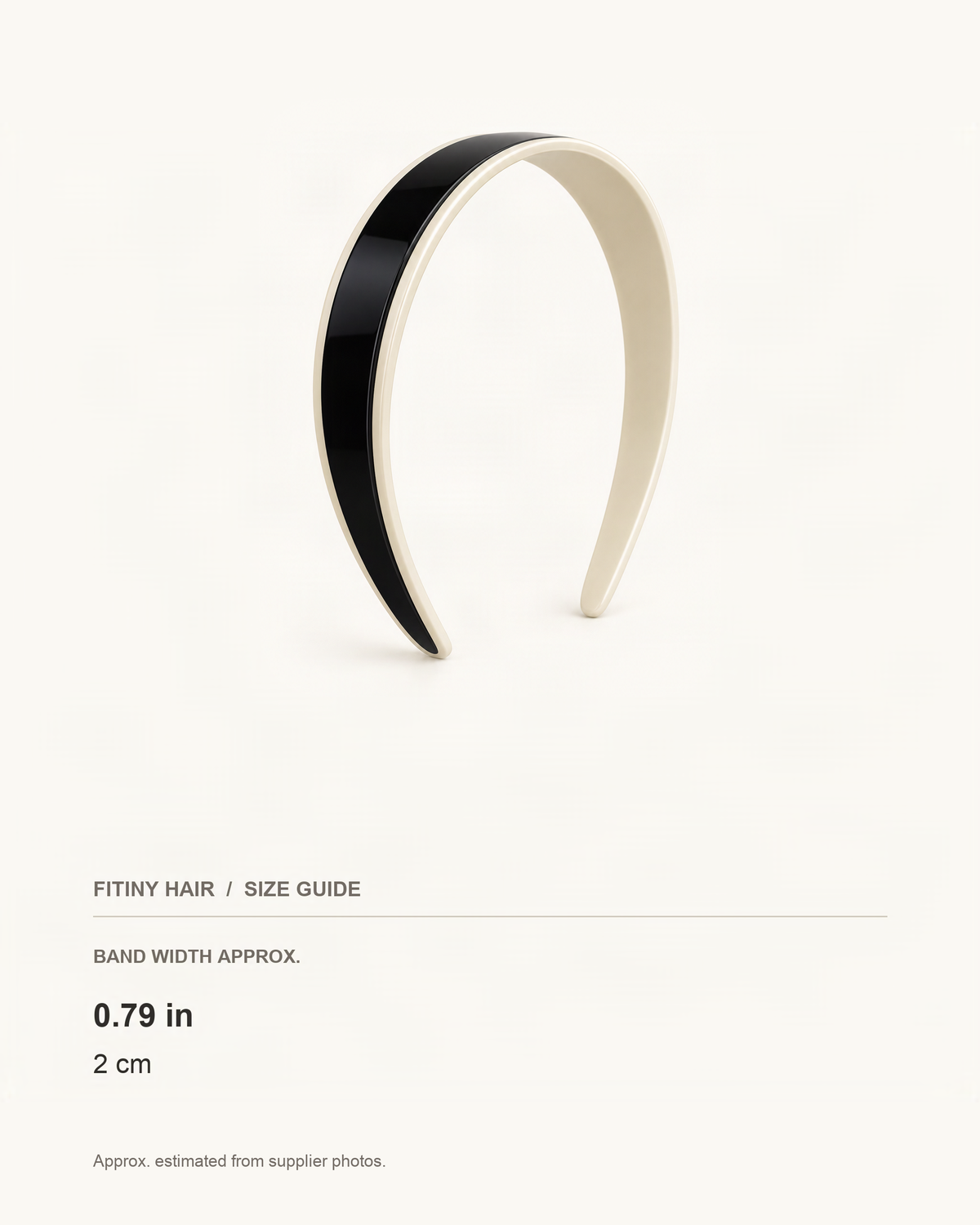 Two-Tone Double-Layer Acetate Headband — supplier-based dimensions with inches above centimeters [FITINY Hair]