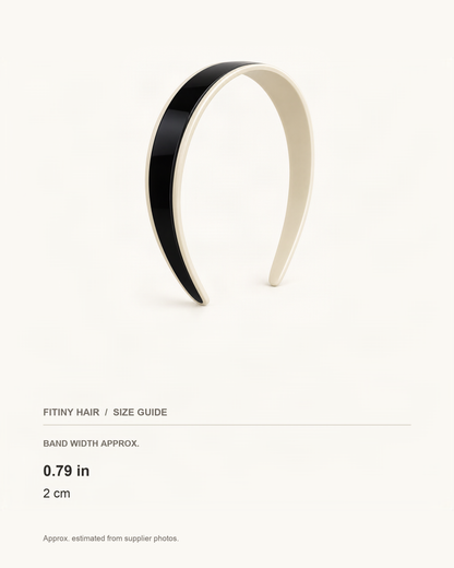 Two-Tone Double-Layer Acetate Headband — supplier-based dimensions with inches above centimeters [FITINY Hair]