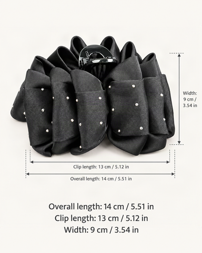 Satin Large Claw Clip with Rhinestone Starry Speckles — dimensions diagram [FITINY Hair dimensions]