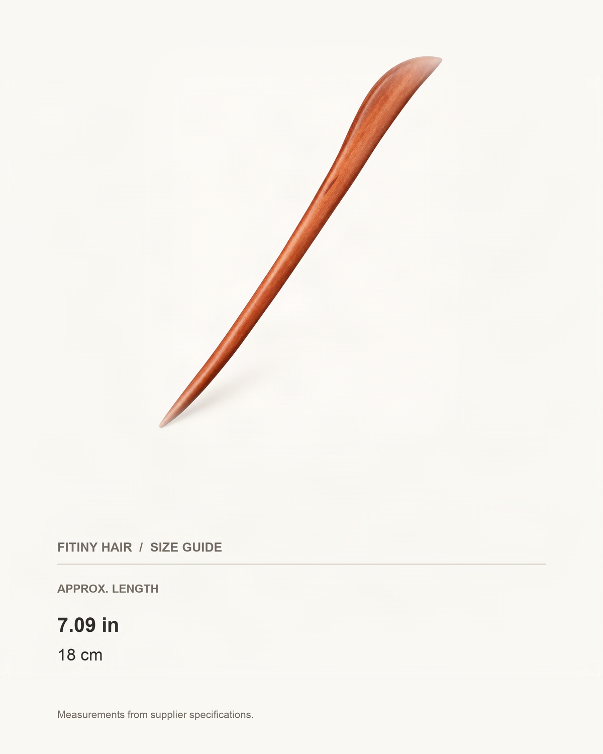 Carved Wood Hair Stick with Flowing Scroll Design — supplier-based dimensions with inches above centimeters [FITINY Hair]