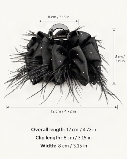 Feather Claw Clip with Baby's Breath Detail — dimensions diagram [FITINY Hair dimensions]