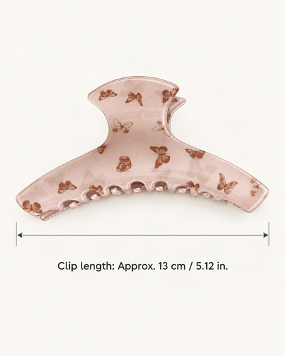 Butterfly Print Acrylic Curved Claw Clip — dimensions diagram [FITINY Hair dimensions]