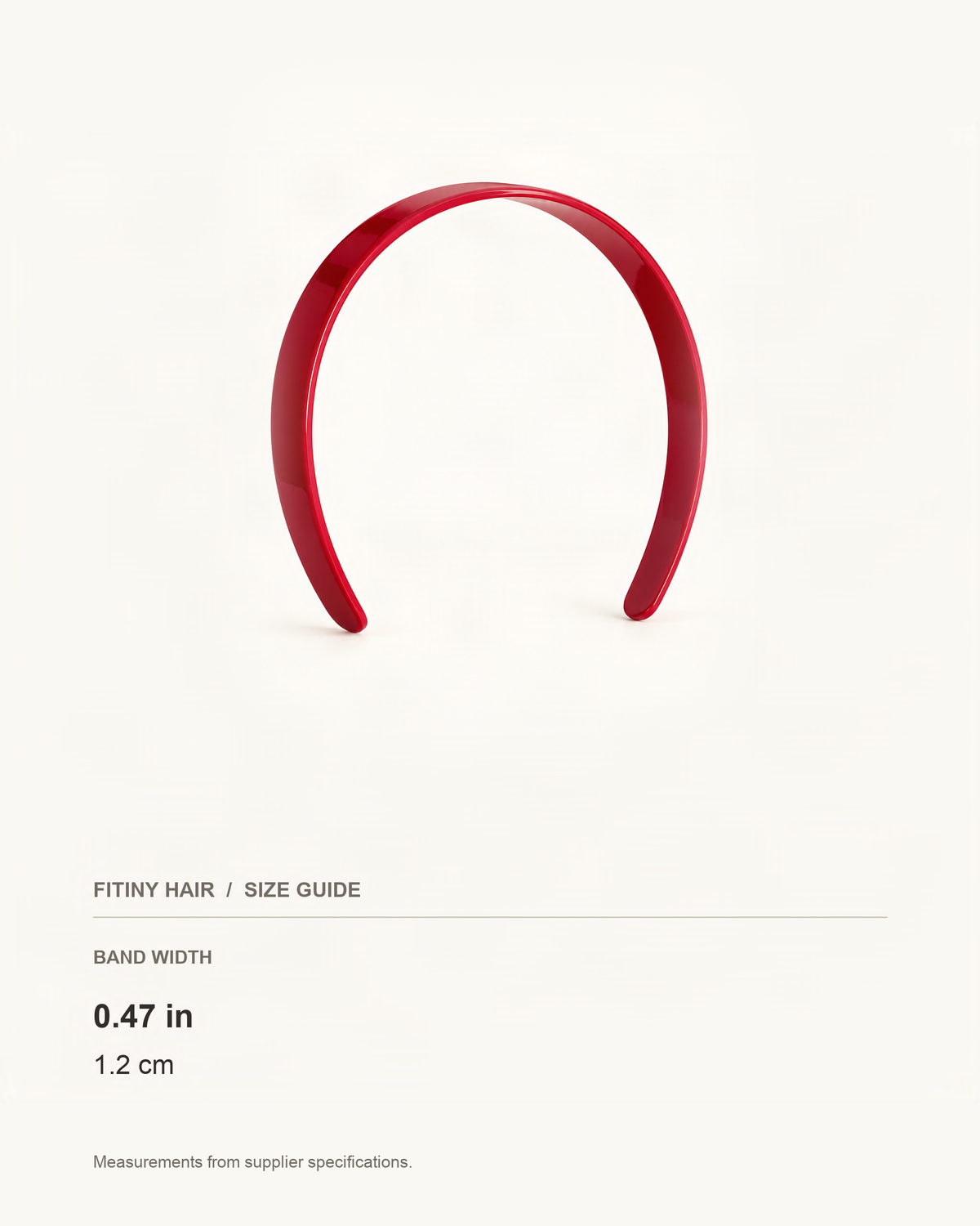 Narrow Cellulose Acetate Headband — supplier-based dimensions with inches above centimeters [FITINY Hair]