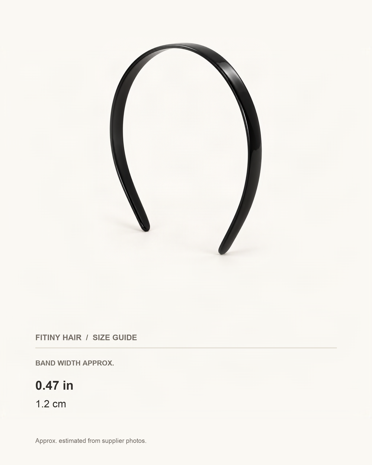 Classic Cellulose Acetate Headband — supplier-based dimensions with inches above centimeters [FITINY Hair]