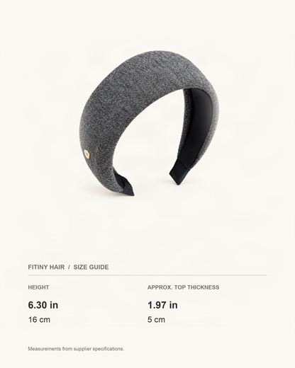 Wool-Blend Wide Padded Headband — supplier-based dimensions with inches above centimeters [FITINY Hair]