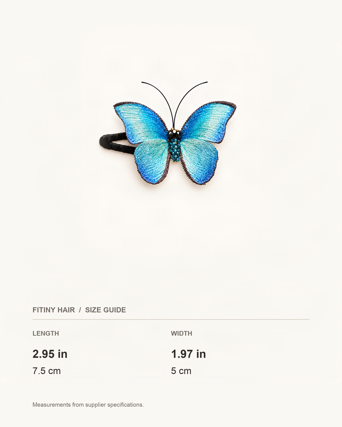 Gradient Butterfly Snap Hair Clip — supplier-based dimensions with inches above centimeters [FITINY Hair]