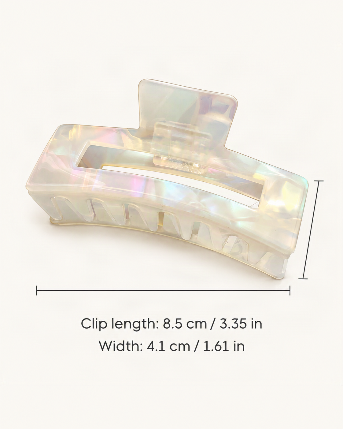 Cellulose Acetate Square Claw Clip — dimensions diagram [FITINY Hair dimensions]