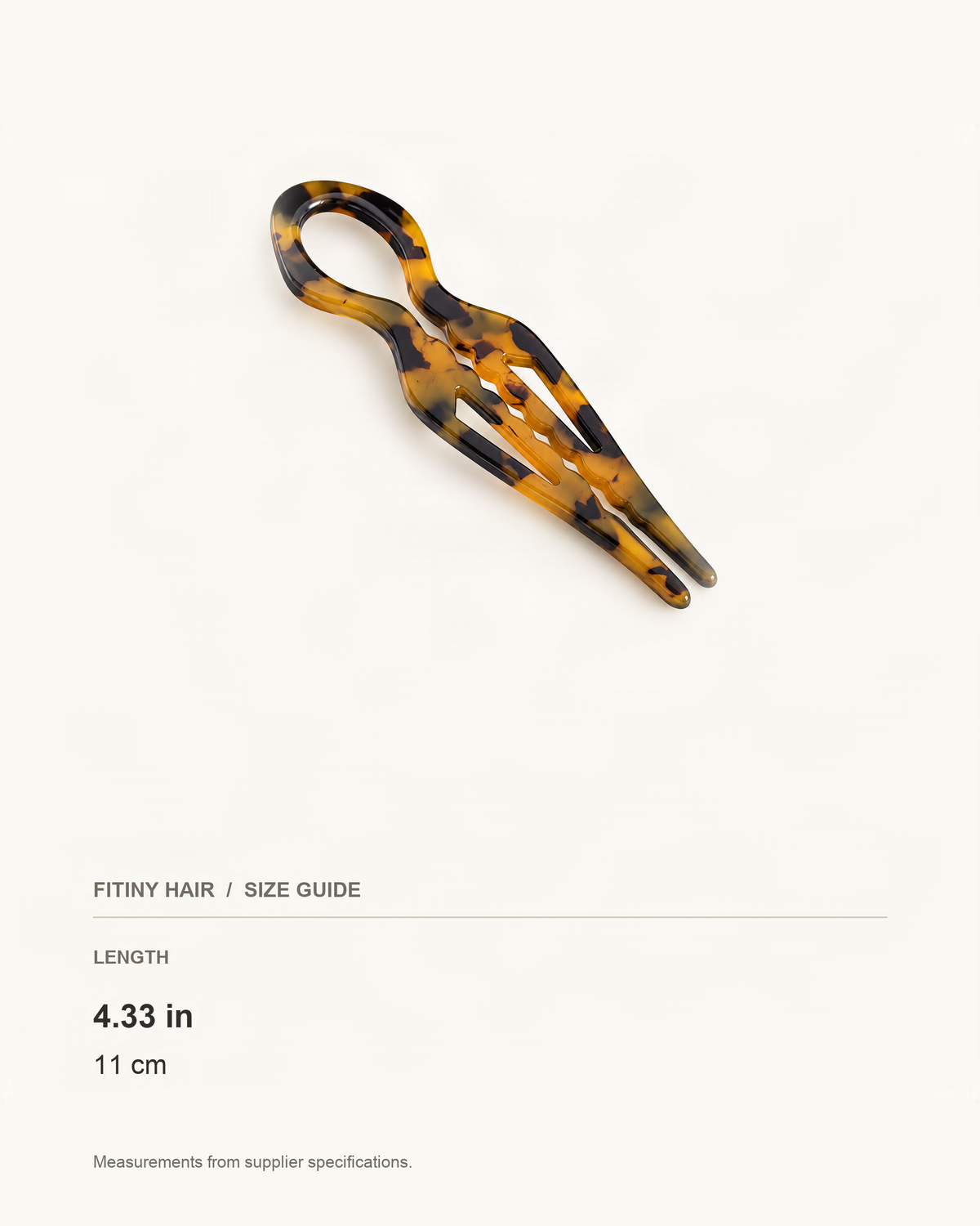Tortoise Cellulose Acetate Scissor Hair Pin — supplier-based dimensions with inches above centimeters [FITINY Hair]