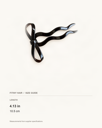 Acetate Bow U-Shaped Hair Pin — supplier-based dimensions with inches above centimeters [FITINY Hair]