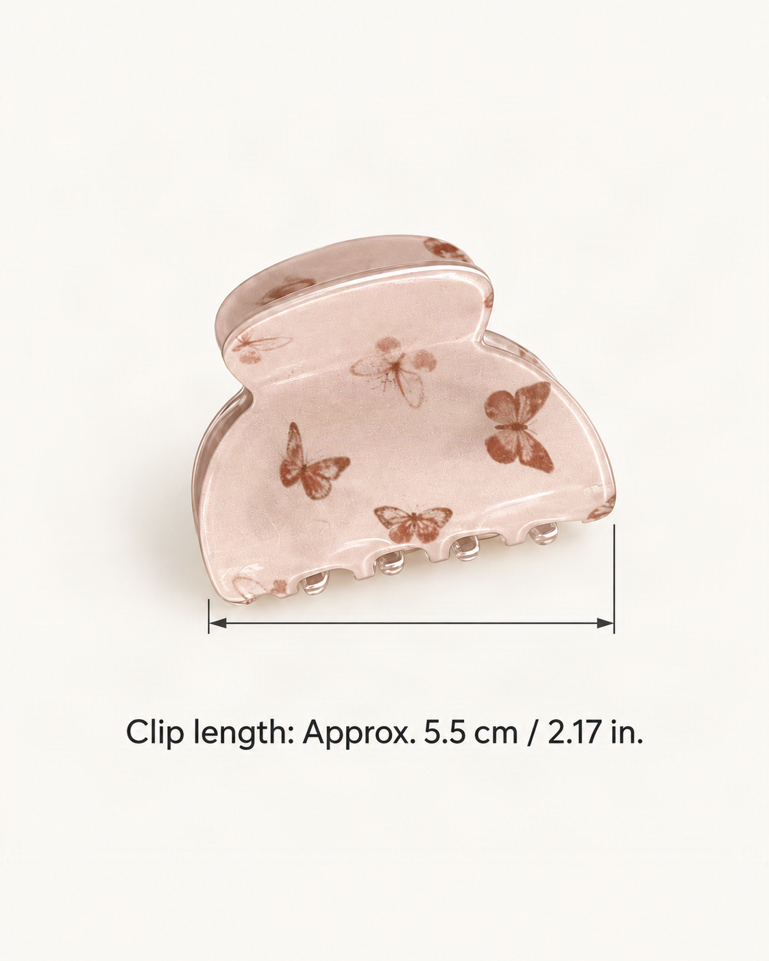Butterfly Print Acrylic Claw Clip Set of 4 — Small Claw Clip dimensions diagram [FITINY Hair]