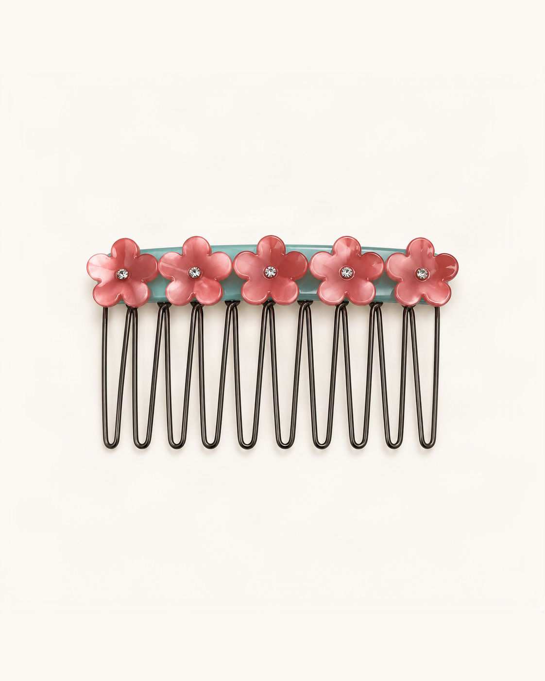 Cellulose Acetate Flower Hair Comb — single accessory on warm ivory background [FITINY Hair]