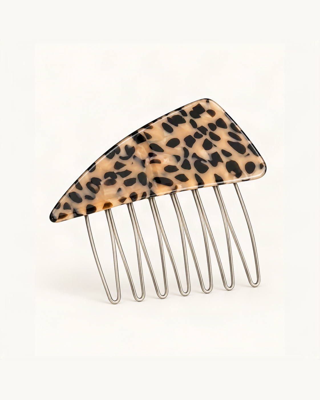 Cellulose Acetate Triangle Hair Comb — single accessory on warm ivory background [FITINY Hair]