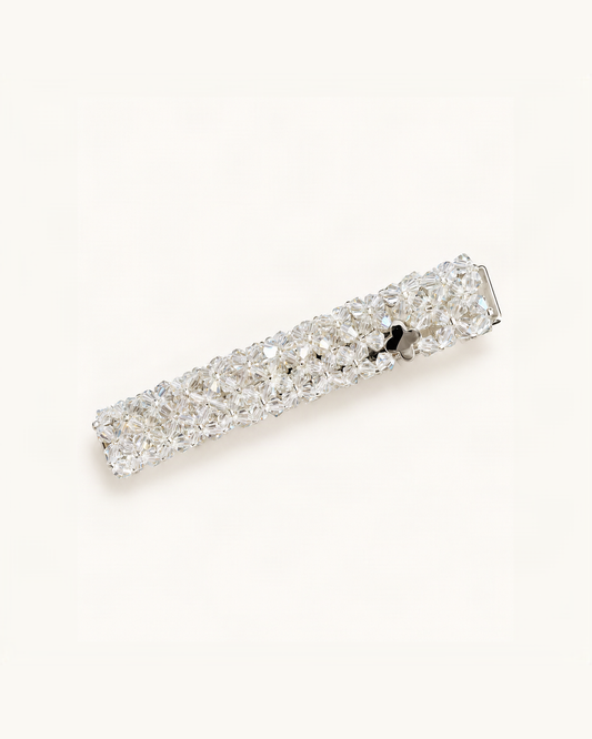 Crystal-Beaded Duck-Bill Hair Clip — single accessory on warm ivory background [FITINY Hair]